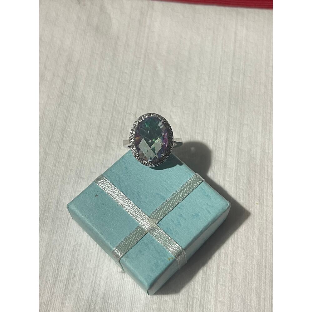 Vintage‎ Blue Topaz Silver Ring Center Blue Topaz Gemstone size 9.5 - Picture 3 of 9